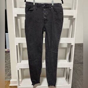 Madewell Women’s 9” Mid-Rise Skinny Jeans Black Size 31 Frayed Hem